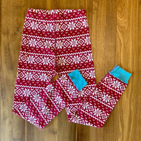 HANNA ANDERSSON Fair Isle Pajamas Kids 10 140 Red Cotton Long John Christmas Pjs - Picture 5 of 8